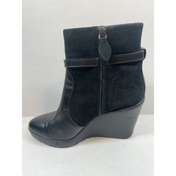 Rebecca Minkoff Leisoff Platform Bootie Wedge Black Leather And Suede 8.5 M 39 - Picture 3 of 8